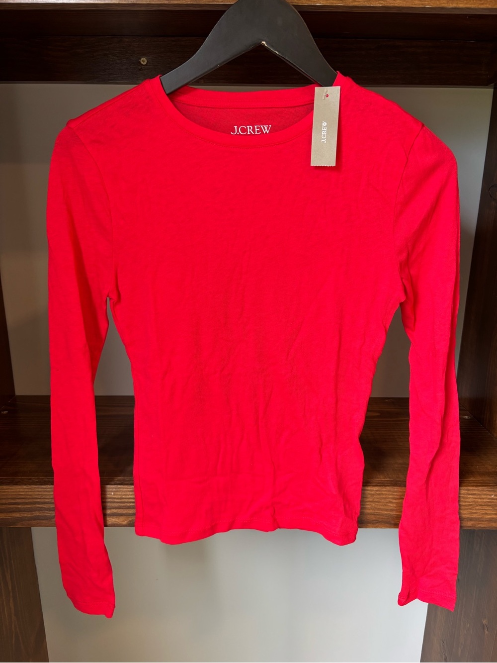J. Crew Women's Long-Sleeve Crewneck Top in Bright Red
